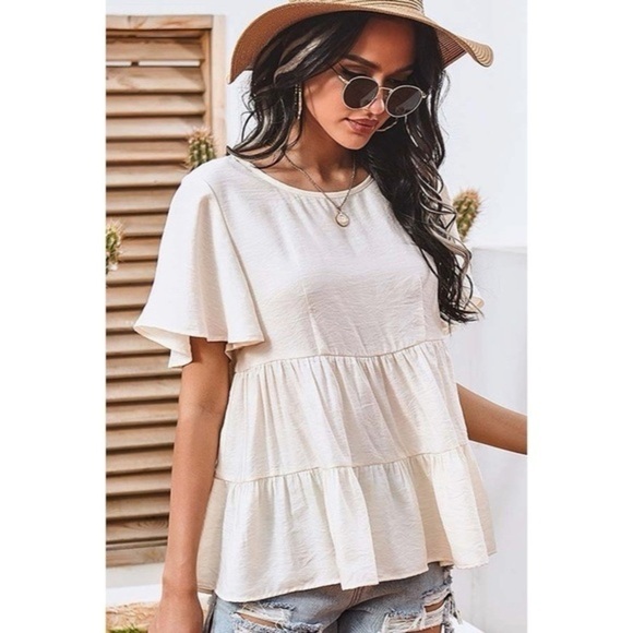 Boutique cream babydoll top nwt | multiple sizes - Picture 2 of 4